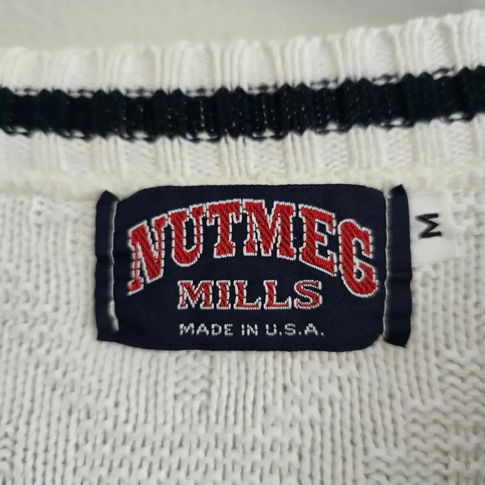 Vintage Nutmeg Universal Studio Men's V-neck Sweater SZ-M Textured Cotton Preppy